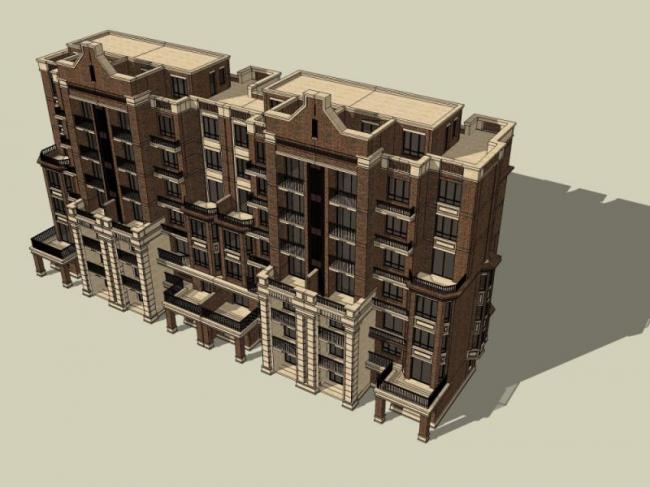 Sketchup住宅模型|多层住宅，居住建筑，古典风格