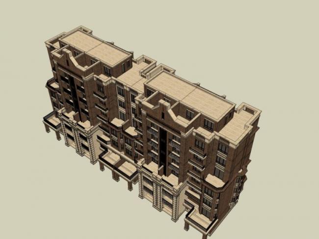 Sketchup住宅模型|多层住宅，居住建筑，古典风格