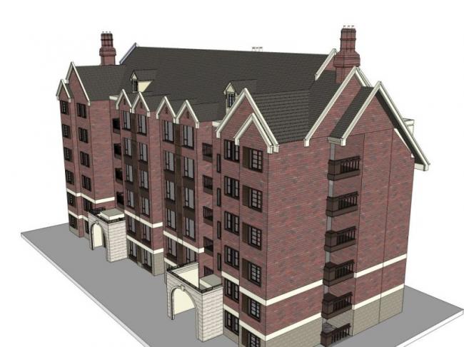 Sketchup住宅模型|多层住宅楼，欧式风格，古典风格