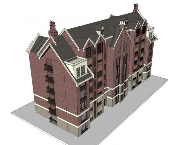 Sketchup住宅模型|多层住宅楼，欧式风格，古典风格