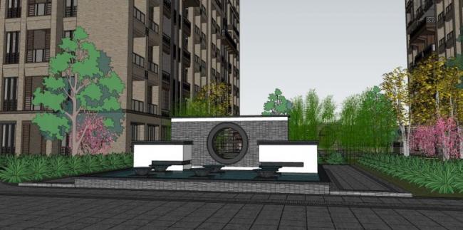 Sketchup住宅模型|高层住宅，现代中式风格