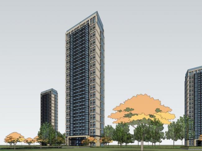 Sketchup住宅模型|超高层住宅楼，现代风格