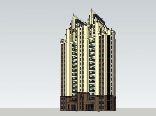 Sketchup住宅模型|高层住宅，居住建筑，古典风格