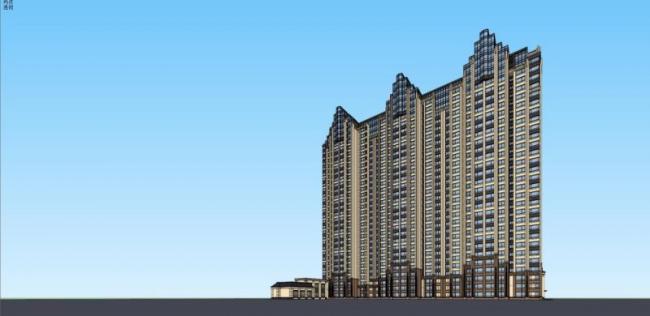 Sketchup住宅模型|高层住宅，底层商业，居住建筑，古典风格
