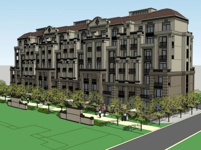 Sketchup住宅模型|多层住宅，花园洋房，古典风格