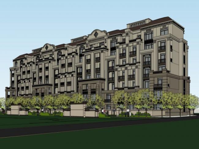 Sketchup住宅模型|多层住宅，花园洋房，古典风格