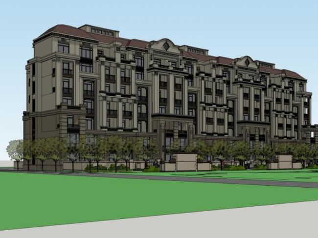 Sketchup住宅模型|多层住宅，花园洋房，古典风格