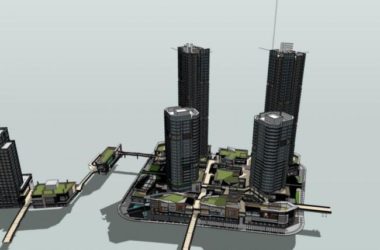 Sketchup综合体模型|超高层办公楼，多高层商业综合体，住宅，现代风格-BIM建筑网