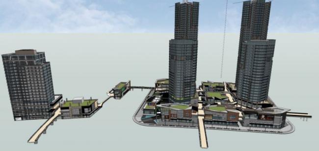 Sketchup综合体模型|超高层办公楼，多高层商业综合体，住宅，现代风格