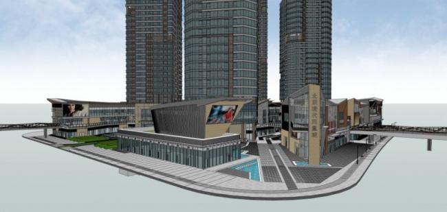 Sketchup综合体模型|超高层办公楼，多高层商业综合体，住宅，现代风格