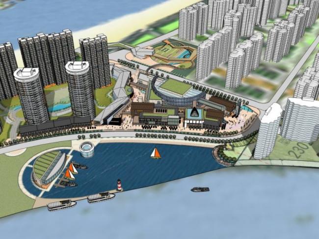 Sketchup综合体模型|多高层商业综合体，办公楼，住宅公寓，现代风格