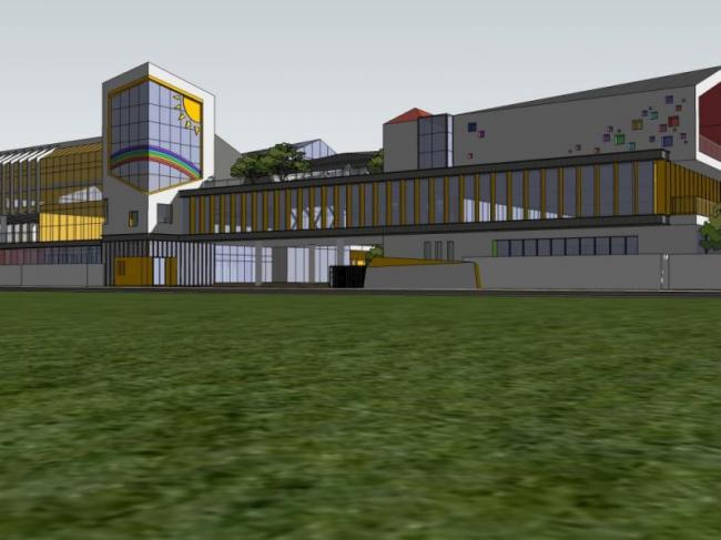 Sketchup学校模型|多层学校幼儿园，校园教育建筑，现代风格