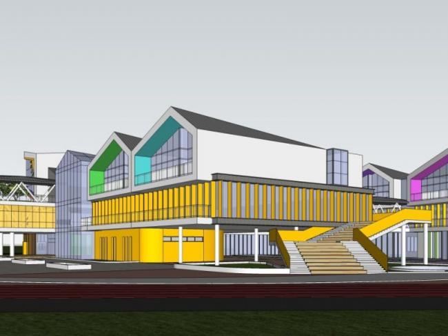Sketchup学校模型|多层学校幼儿园，校园教育建筑，现代风格