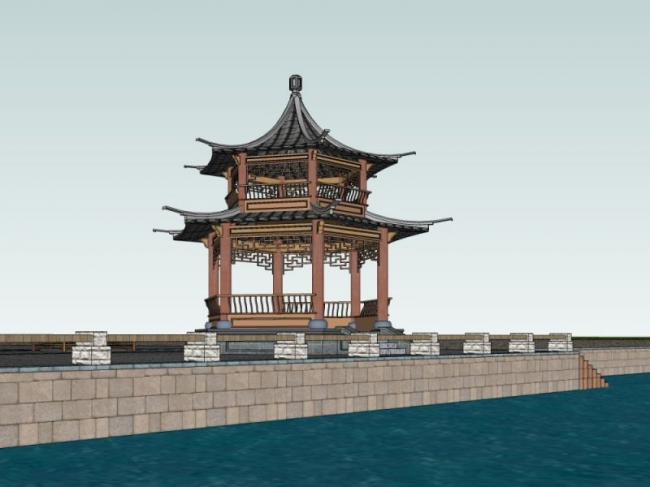 Sketchup小品模型|亭子，中式风格，小品
