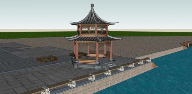 Sketchup小品模型|亭子，中式风格，小品