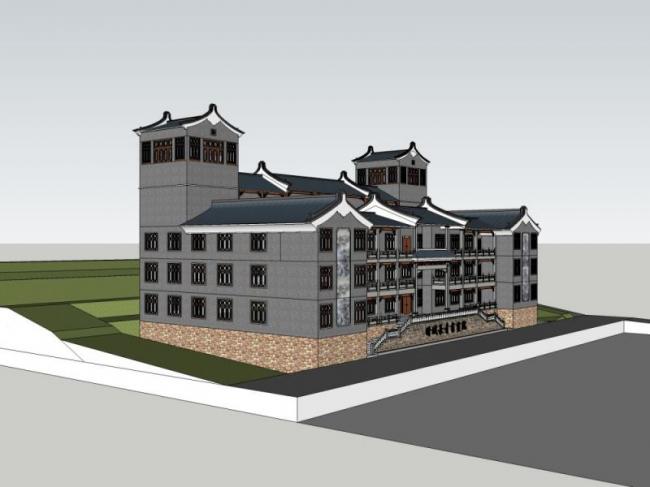 Sketchup文化模型|多层画院，文化建筑，中式风格