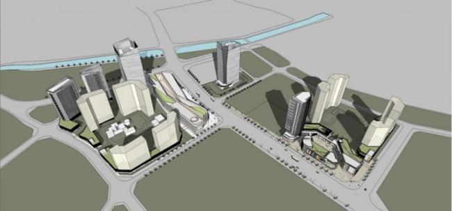 Sketchup综合体模型|多高层商业综合体，办公楼，住宅，现代风格