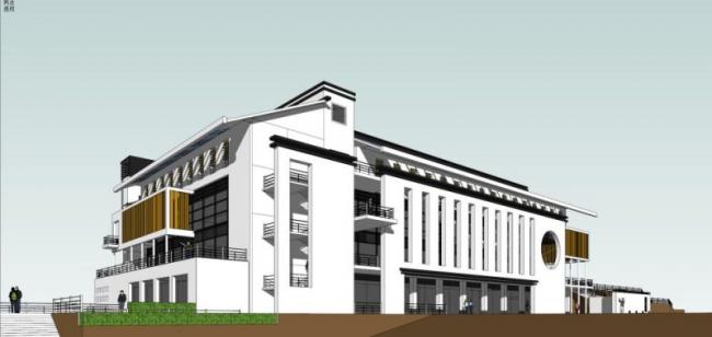 Sketchup商业模型|多层食堂，现代中式风格