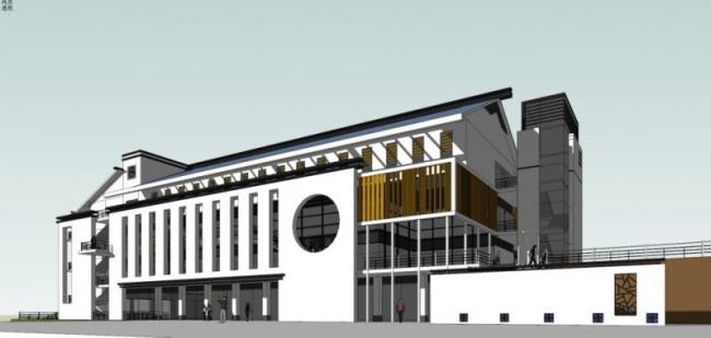 Sketchup商业模型|多层食堂，现代中式风格