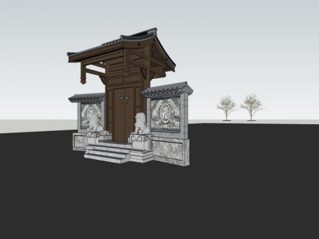 Sketchup小品模型|垂花门，中式风格，小品