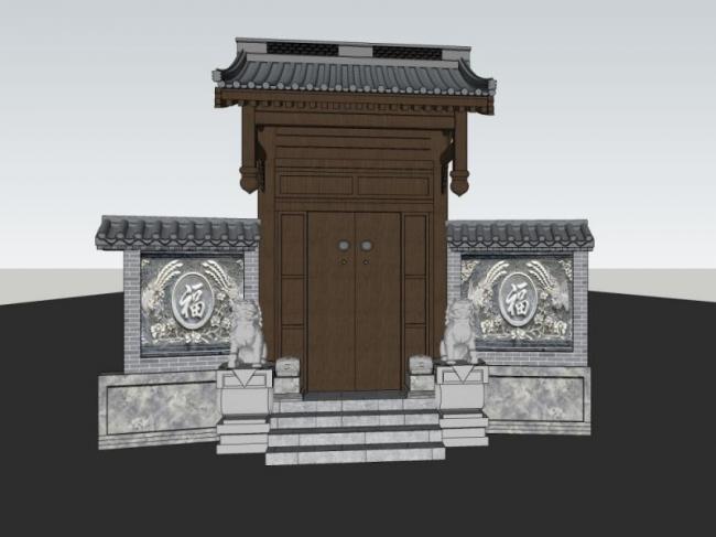 Sketchup小品模型|垂花门，中式风格，小品
