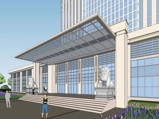 Sketchup办公模型|高层办公楼，现代风格