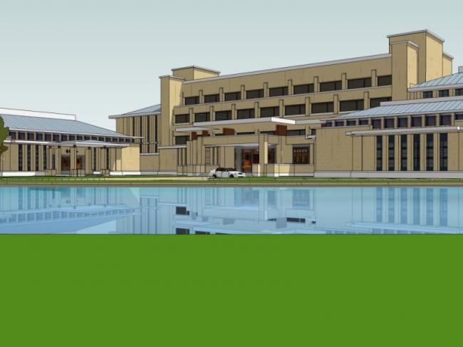 Sketchup酒店模型|低层度假村，酒店，现代风格