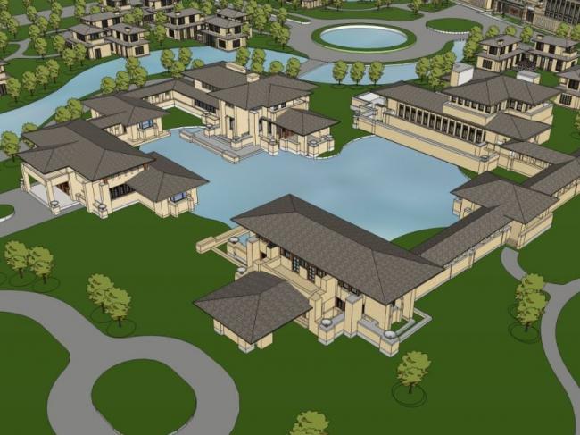 Sketchup酒店模型|低层度假村，酒店，现代风格