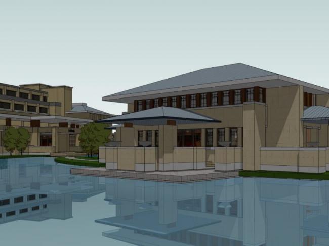 Sketchup酒店模型|低层度假村，酒店，现代风格