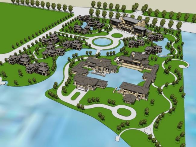 Sketchup酒店模型|低层度假村，酒店，现代风格