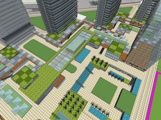 Sketchup综合体模型|多高层商业综合体，办公楼，酒店，住宅，现代风格