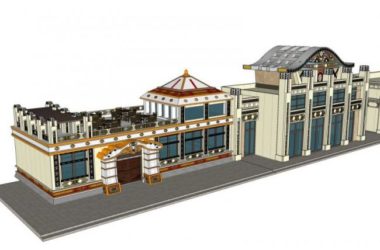 Sketchup商业模型|低层餐厅建筑，古典风格-BIM建筑网