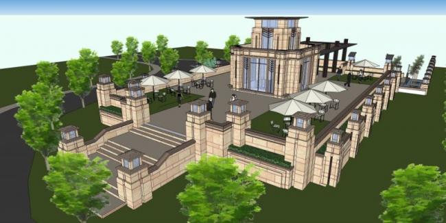 Sketchup商业模型|低层售楼处，现代风格