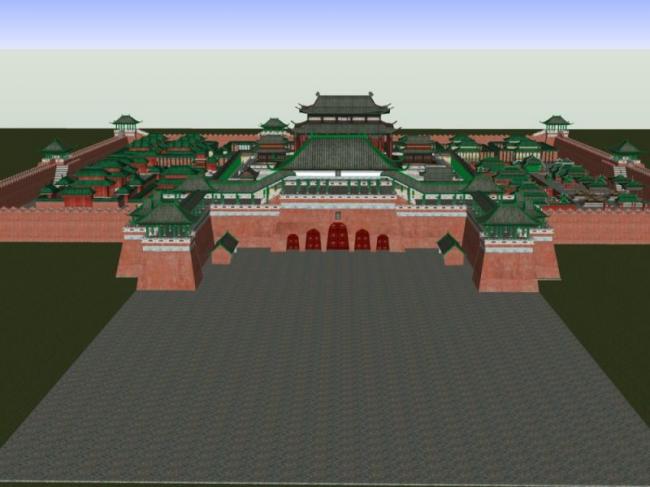 Sketchup古建筑模型|多层宫殿，中式风格，古建