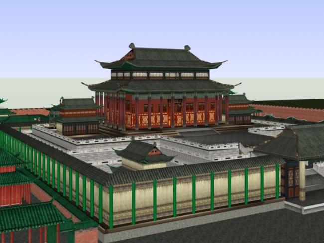 Sketchup古建筑模型|多层宫殿，中式风格，古建