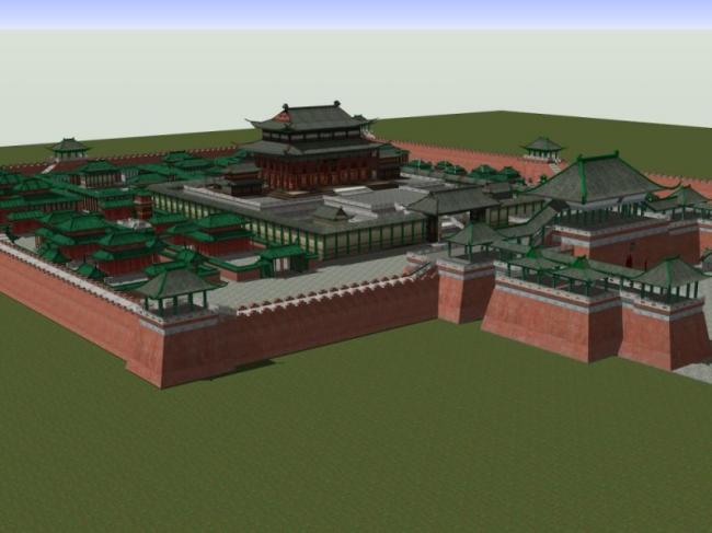 Sketchup古建筑模型|多层宫殿，中式风格，古建