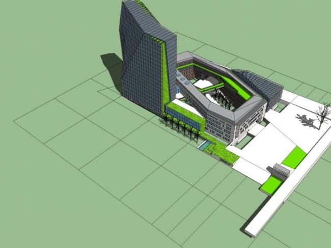 Sketchup办公模型|高层办公楼，现代风格