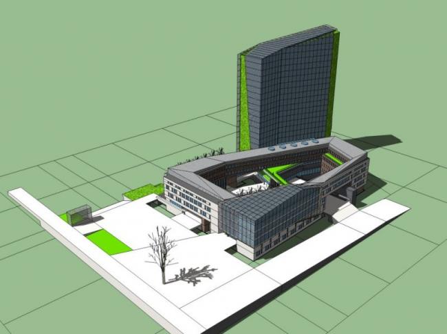 Sketchup办公模型|高层办公楼，现代风格