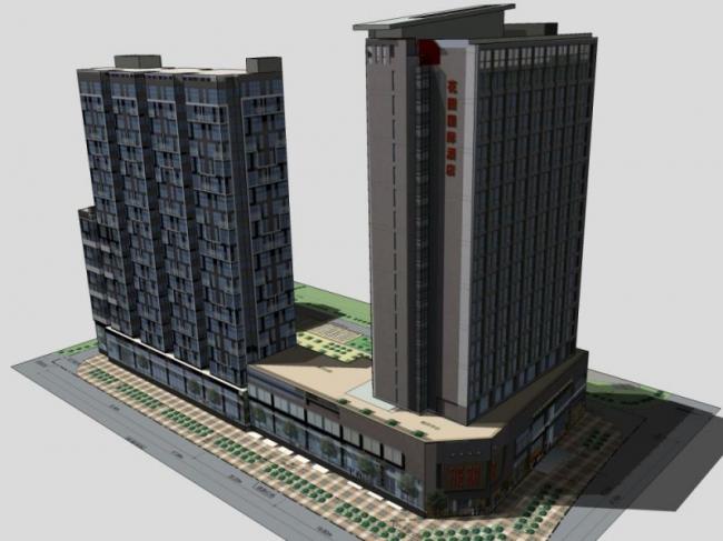 Sketchup酒店模型|高层酒店，现代风格