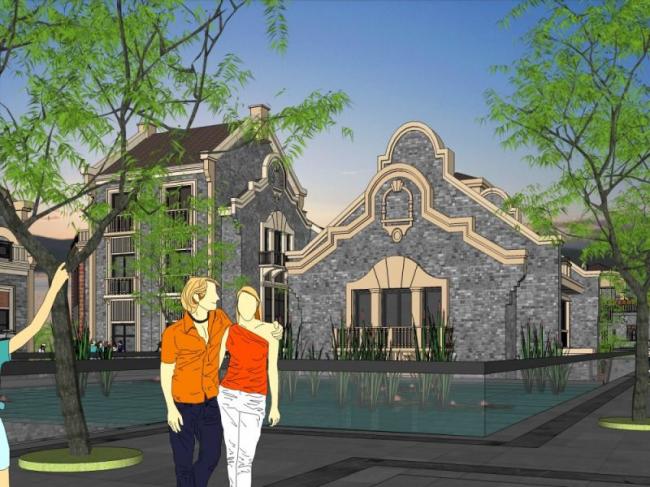 Sketchup商业模型|多层商业街，中式风格