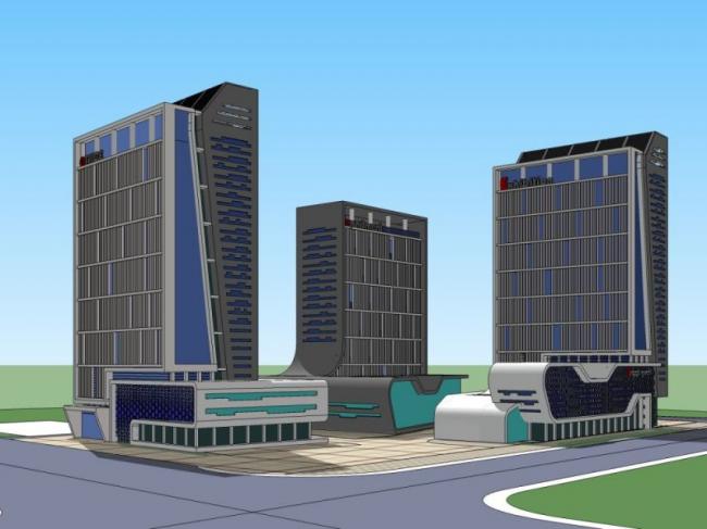 Sketchup综合体模型|多高层商业综合体，办公楼，住宅，现代风格