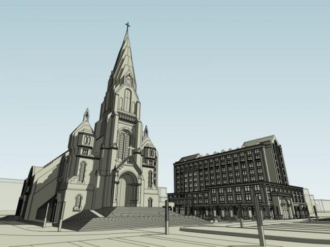 Sketchup文化模型|多层天主教堂，文化建筑，欧式风格，古典风格