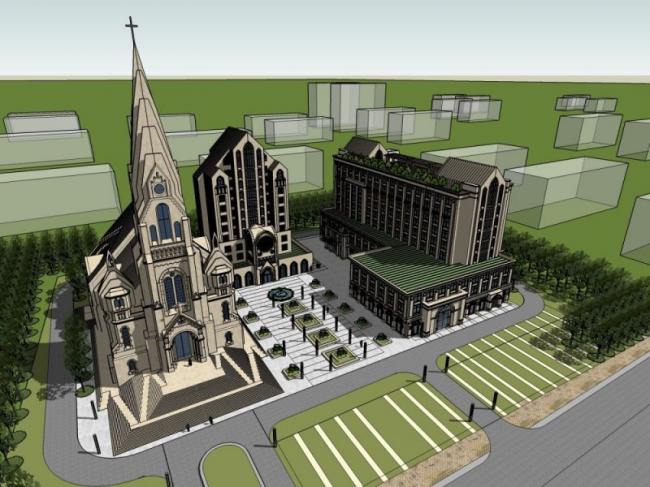 Sketchup文化模型|多层天主教堂，文化建筑，欧式风格，古典风格