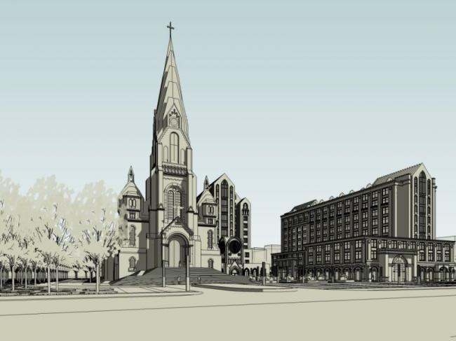 Sketchup文化模型|多层天主教堂，文化建筑，欧式风格，古典风格