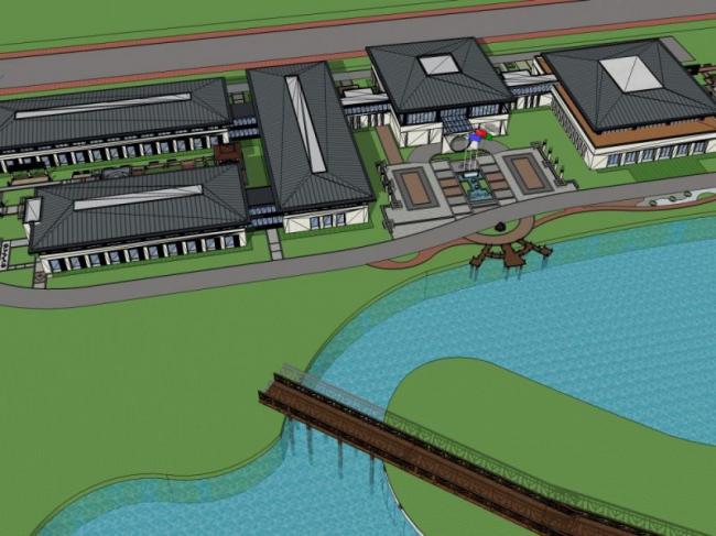 Sketchup商业模型|低层商业街，现代风格