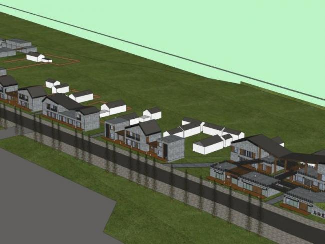 Sketchup商业模型|多层商业街，现代中式风格