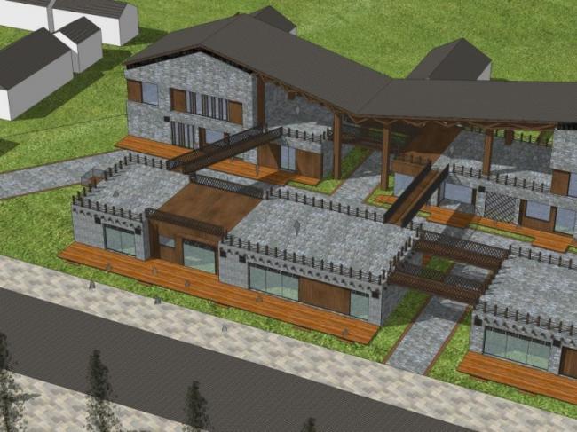 Sketchup商业模型|多层商业街，现代中式风格