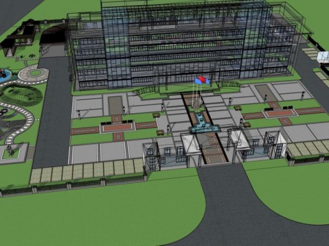 Sketchup办公模型|多层办公楼，现代风格