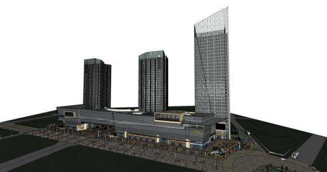 Sketchup综合体模型|多高层商业综合体，办公楼，住宅，现代风格