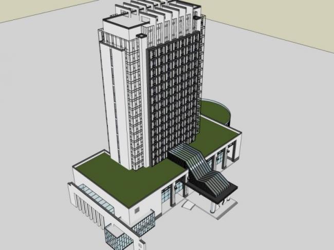 Sketchup酒店模型|高层酒店，现代中式风格